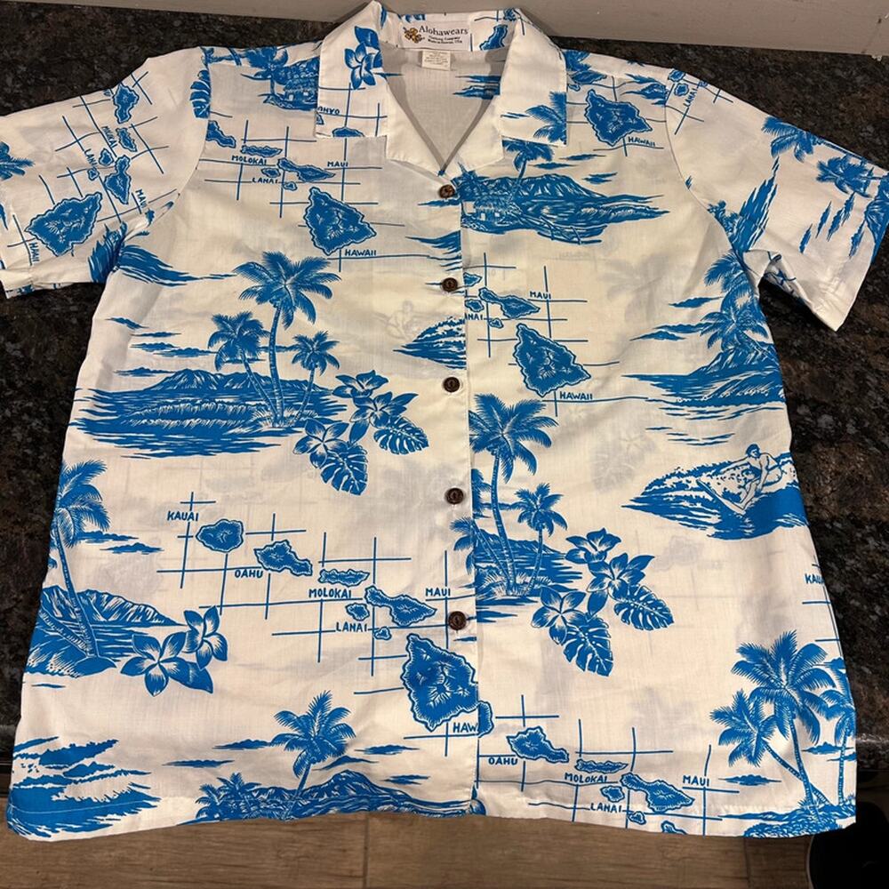 Alohawears Men’s Classic Cruise Luau Shirt Hawaiian Island Made USA Medium